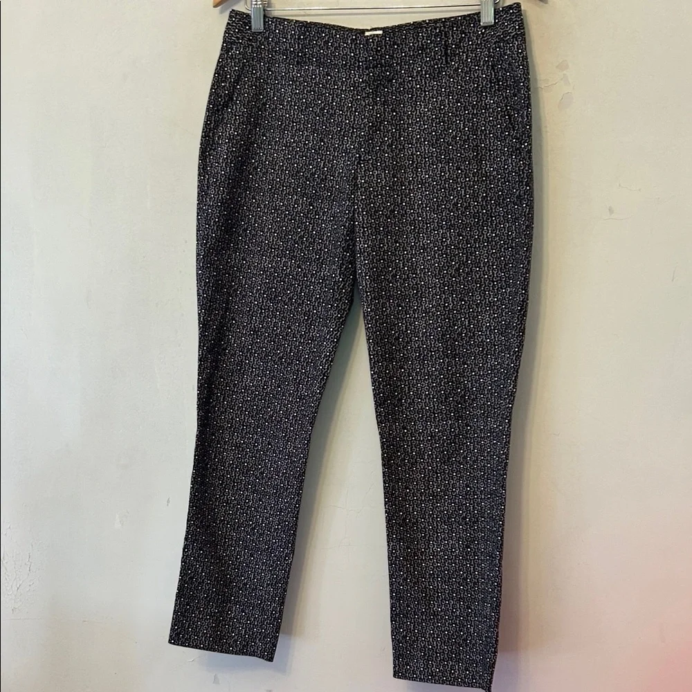 Gap black white patterned slim crop pants Size 6 EUC